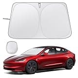 Car Windshield Sunshade for Tesla Model Y/3 - Folding Front Window Sun Shade Cover with Upgraded UV Protection Fabric, Professional Accessories for Tesla Model 3/Y 2016 to 2025 with a Storage Bag