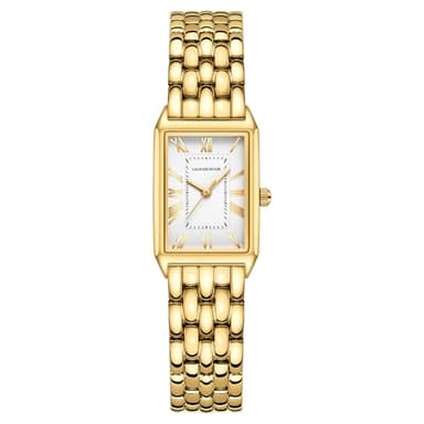 GAOFAN HOUR Gold Watches for Women with Vintage Rectangular Case,White Roman Dial,Stainless Steel Band,Adjustment Tool Included,Water Resistant