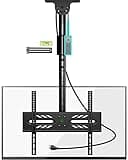 Greenstell Ceiling TV Mount with Power Outlet, for 26-65 inch TVs, 900J Surge Protection, Swivel, Tilt and 6 Height Adjustable, Max VESA 400x400mm, Holds up to 110Lbs Black