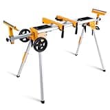 WORKESS Portable Miter Saw Stand with 6.75 in Wheels 330 lbs Load Capacity Heavy Duty Universal Mitre Saw Stand Tool Storage Trays WK-MS080