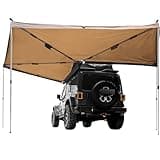 SAMOUT Vehicle Awning, 8.2ft x 270 Degree, Rooftop Pullout Ripstop UPF50+ Side Awning, Reinforced Hinges & Poles for Jeep/SUV/Truck/Van