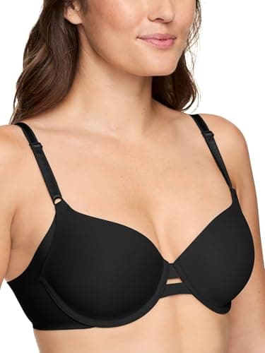 Warner's Women's No Side Effects Underarm-Smoothing Comfort Underwire Lightly Lined T-Shirt Bra 1356, Black, 36D