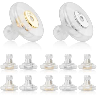 Silicone Earring Backs, 18K Gold Secure Locking Design for Studs, Hypoallergenic Replacement for Droopy Ears, No-Irritation Earring Backs for Men and Women(12 PCS)