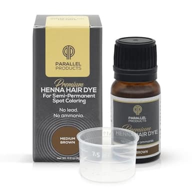 Parallel Products Spot Color Henna Kit - Henna Hair Dye - 3 grams - Tint for Professional Spot Coloring - With Mixing Dish - Covers Grey Hair - Root Touch Up (Medium Brown)
