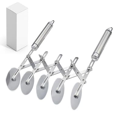 5-Wheel Professional Pastry Cutter - Stainless Steel Pizza & Dough Tool, Multi-Use Kitchen Utensil for Baking, Lattice Cutting, Cookie Dividing - Heavy Duty Pastry Wheel with Ergonomic Handle