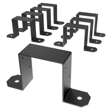 Kujunpao 8 Pcs 4" x 4" Strap Post Ties, 14 Gauge Thickness 2mm Deck Fence Post Tie Bracket for 4x4 Post Black Brackets for Wood
