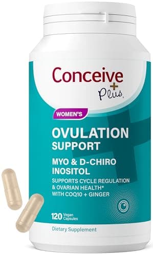 CONCEIVE PLUS Ovulation Support | Myo-Inositol & D-Chiro Inositol for Women Fertility | PCOS Supplements for Reproductive Health Hormone Balance for Women | COQ10, Folic Acid, Ginger | 30 Day Supply