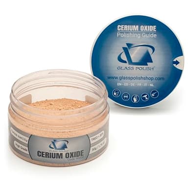 GLASS POLISH PRO Cerium Oxide Glass Polishing Powder – 1.76oz (50g) High-Grade 85% Pure Suspension-Treated Formula, 3.5 Micron for Glass Scratch Removal, Windshield Polishing and Restoration