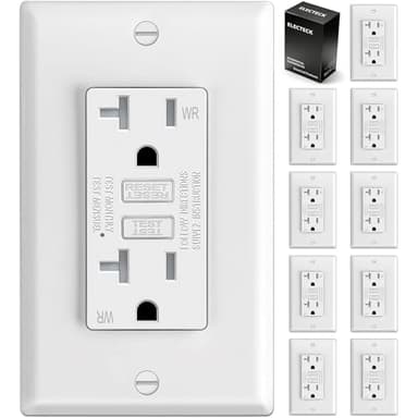 ELECTECK 10 Pack GFCI Outlet 20 Amp, Outdoor Weather Resistant (WR), Ultra Slim GFI Receptacles with LED Indicator, Ground Fault Circuit Interrupter, Wallplate Included, ETL Listed, White