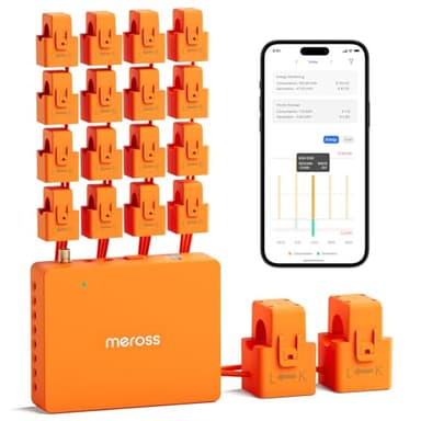 Meross Smart Energy Consumption Monitor with 18 Circuit Monitoring, Electricity Usage Monitor, Real-Time Power Usage Monitor, Home Assistant Support, Smart Alerts, No Subscriptions, 2-Year Warranty