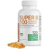 Bronson Vitamin B 100 Complex High Potency Sustained Release (Vitamin B1, B2, B3, B6, B9 - Folic Acid, B12), 120 Tablets