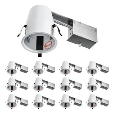 ANYHOME 12 Pack 4 Inch Recessed Lighting Housing Remodel,Can Light Housing,IC Rated & Air Tight,E26 Connector,ETL Listed
