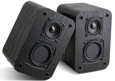 RIOWOIS Passive Bookshelf Speakers for Home Theater Surround Sound, Satellite Stereo Speakers with Crisper Sound and Classic Wood Grain for Record Player/Computer/TV, Wall Mountable, One Pair.