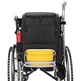 SAMDEW Wheelchair Backpack, Wheelchair Bag to Hang on Back, with Thermal Insulation Pockets for Medicine & Lunch Box, Functional Wheelchair Accessories with Crutches Pockets, Bag Only, Patented Design