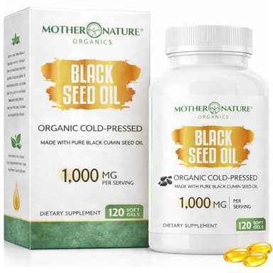 Organic High Potency Turkish Black Seed Oil Capsules, Cold Pressed, High TQ, 2 Month Supply, Non-GMO Black Cumin Nigella Sativa Oil for Immune Support, Joint, Digestive & Beauty, 1,000mg Dose (120ct)