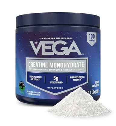 Vega Micronized Creatine Monohydrate Powder, Unflavored – 5g Pure Vegan Creatine for Men & Women, Strength, Performance & Muscle Growth, 100 Servings (17.6 oz)