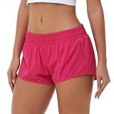 Aurefin Lightweight Athletic Shorts for Women, Quick Dry Running Shorts with Zip Pocket and Liner Womens Gym Workout Shorts Hot Pink S