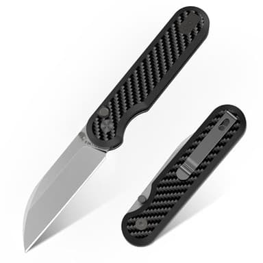 FINTISO Pocket Knife, 3" S35VN Blade EDC Knife with Carbon Fiber Handle, Folding Knife with Pocket Clip for Outdoor Camping, Hunting, Hiking, Survival, Parrot Series