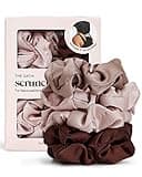 Kitsch Satin Scrunchies for Women - No Crease Hair Ties for Girls | Scrunchies For All Hair Types and Textures, Perfect for Day or Night - 5 Pcs, Cameo