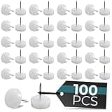 100 Pcs Nail-in Chair Leg Floor Protectors – 0.8x0.7 Nylon Chair Sliders for Wood Floors – Durable, Easy to Install, Low-Profile, Smooth Gliding – Prevents Scratches, Dents, and Protects Chair Legs