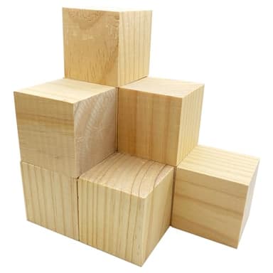 MUXGOA Wood Blocks for Crafts,2 Inch Unfinished Wooden Cubes Natural Wood Blocks for Crafts Making & DIY Projects & Decor(Pack of 9)