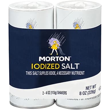 Morton Iodized Salt Shaker, (8 oz) 2-pack, Supplies Iodide, Table Salt, Great for Camping, Pantry Essential