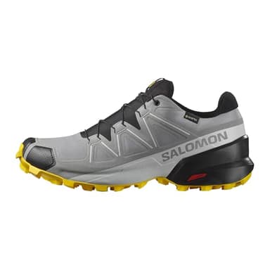 Salomon Men’s Speedcross GTX, Waterproof Trail Running Shoes - Sharkskin/Black/Lemon - 10.5 Medium