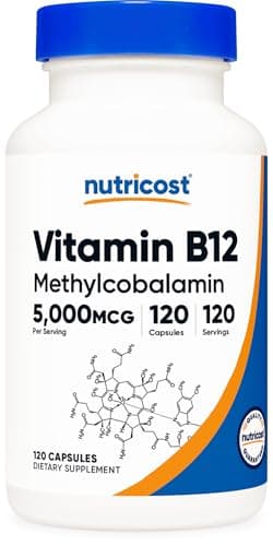 Nutricost Vitamin B12 (Methylcobalamin) 5000mcg, 120 Capsules - Vegetarian Caps, Non-GMO, Gluten Free B12 Supplement