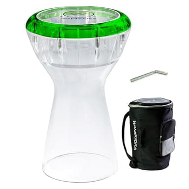 Wambooka Green Emerald Darbuka Drum with 8.75 inch Head, with Brass tuning keys and Padded Bag 17 inches Length (Crystal Clear PC)