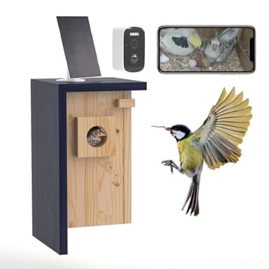 Birdhouse Camera – Solar Powered 1080P/2K HD Smart Nest Box, 2.4G WiFi Live View, Night Vision, Real-Time Bird Watching & Hatching, Outdoor Garden Bird Nest, Ideal Gift for Bird Lovers
