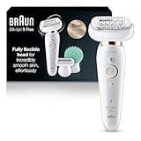 Braun Epilator Silk-épil 9 9-020 with Flexible Head, Facial Hair Removal for Women, Hair Removal Device, Shaver & Trimmer, Cordless, Rechargeable, Wet & Dry, Beauty Kit with Body Massage Pad