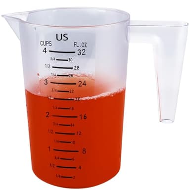 4 Cup/32 Oz Measuring Cups, Clear, Strong Food Grade Liquid Measure Pitcher, for Home Hobbies/Professional Kitchen