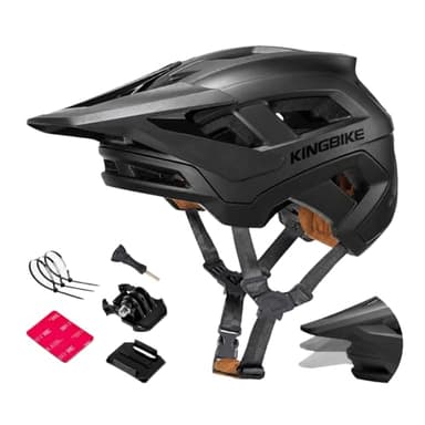KINGBIKE Mountain Bike Helmet MTB Ebike Helmets for Adults Men Women Professional Trail Enduro XC Cross Country NTA-8776 E-Bike Certified (Matte Black, M)