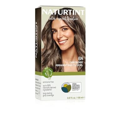 Naturtint 6N Dark Blonde Permanent Hair Color (Pack of 1), Ammonia Free, Vegan, Cruelty Free, up to 100% Gray Coverage, Long Lasting Results (Packaging may vary)