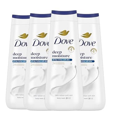 Dove Body Wash with Natural Nourishers for Instantly Soft Skin and Lasting Nourishment Deep Moisture Cleanser That Effectively Washes Away Bacteria While Nourishing Your Skin 20 oz (Pack of 4)