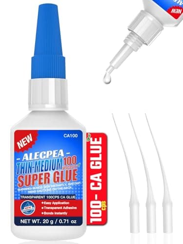 20g Thin-Medium CA Glue (100 CPS), Instant Clear Cyanoacrylate Glue for Wood, Glass, Metal, Paper, Leather, Plastic, Ceramic, Rubber, Jewelry, Woodworking, Hobby Models, and Craft Project