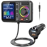 Nulaxy Bluetooth FM Transmitter for Car, Wireless Car Bluetooth V5.0 Adapter with Big Color Screen, Support QC3.0 Fast Charging, Hands-Free Call, MP3 Music Player BASS&TRE Booster, TF Card AUX-KM28