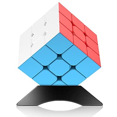 3x3 Speed Cube Stickerless with Stand & Tutorial: Problem-Solving Brain Teaser, Easy Turning Sensory Puzzle Toy Easter Gift Basket Stuffers for Boys 6-12, STEM Educational