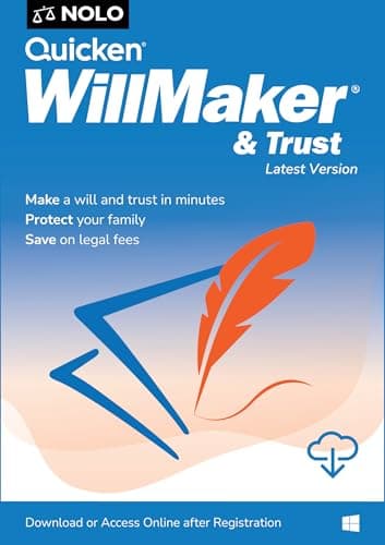 Quicken WillMaker & Trust 2026 - Estate Planning Software - Includes Will, Living Trust, Health Care Directive, Financial, Power of Attorney - Legally Binding - PC, Download, Online [PC Online code]