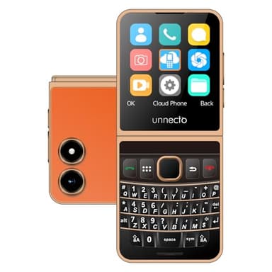 Unnecto Snap | Dual SIM | 4G/LTE | Unlocked | QWERTY Keyboard | Flip Phone | Cloud OS | Orange