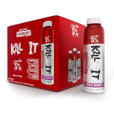 5% Nutrition Kill It Ready-to-Drink High Stim Pre Workout | 400mg Caffeine Energy Drink | Extreme Pump, Endurance, Focus & Hydration | Citrulline, Beta Alanine, Taurine | 12 Pack (Wild Berry)