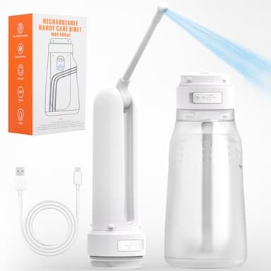 Texpot Portable Bidet for Travel with 400ml Bottle, Rechargeable Electric Travel Bidet with 3 Pressure Modes, Waterproof Handheld Bidet Sprayer for Women Men Baby Cleaning