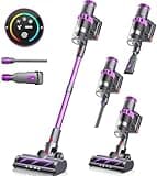 Cordless Vacuum Cleaner, 550W 45Kpa Vacuum Cleaners for Home, Stick Vacuum with Touch Screen, Up to 50 Min, Self-Standing, Lightweight, Rechargeable Cordless Vacuum for Hardwood Floor, Carpet,Pet Hair
