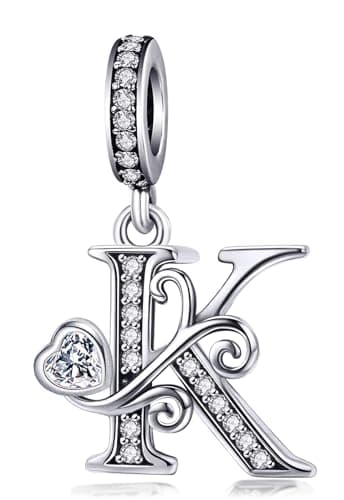 XOYOYZU Silver Letter Charm Fit for Pandora Charms Bracelet Alphabet Initial Dangle Charms Beads Jewelry Gifts for Women K