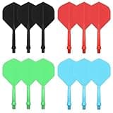 CyeeLife Integrated Dart Shaft and Flights Standard Shape,Black/Red/Blue/Green,4 Set (12pcs) (2BA)