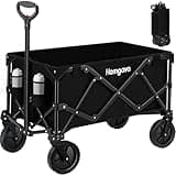 Homgava Collapsible Folding Wagon Cart 150L, Heavy Duty Garden Cart with All Terrain Wheels,Portable Large Capacity Utility Wagon Cart for Camping Fishing Sports Shopping,Black