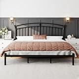 King Size Bed Frame, Heavy-Duty Metal Black Bed Frame with 13 Hardened Steel Slats, 12" Under-Bed Storage, Noise-Free, Easy Assembly