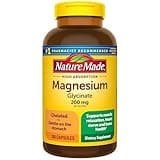 Nature Made Magnesium Glycinate 200 mg per serving, Magnesium Supplement for Muscle, Heart, Nerve and Bone Support, 180 Magnesium Bisglycinate Capsules, 90 Day Supply