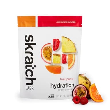 Skratch Labs Hydration Sports Drink Mix – Real‑Fruit Electrolyte Powder for Fast Hydration & Endurance | Fruit Punch | 20 Servings | Vegan, Non‑GMO, Clean Ingredients