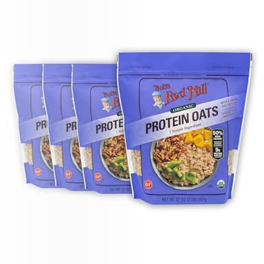 Bob's Red Mill Organic Gluten Free Protein Oats, 32oz (Pack of 4) - 9g/Serving, Non GMO, Whole Grain, Plant Based Protein, Vegan, Kosher